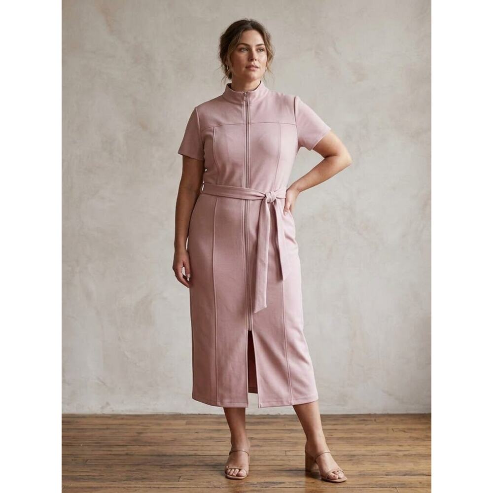 Enfocus Studio Blush Pink Midi Dress with Belt